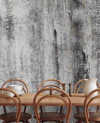 mural de papel pintado industrial gris y negro llamado Blackened by Time para dormitorios y cocinas