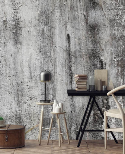 gray and black industrial wallpaper mural called Blackened by Time for bedrooms and kitchens