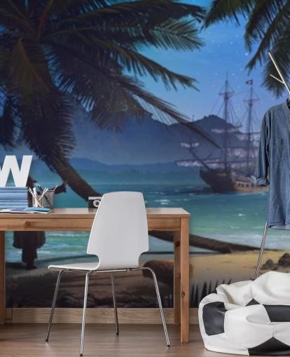 pirate on beach wallpaper