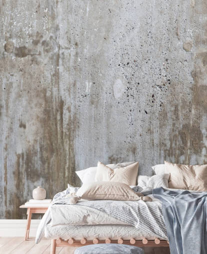 carta da parati murale grigia effetto cemento chiamata Concrete in Distress per camere da letto e cucine di Wallsauce