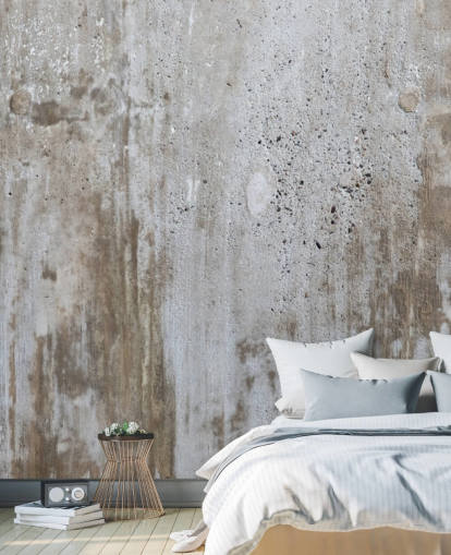 carta da parati murale grigia effetto cemento chiamata Concrete in Distress per camere da letto e cucine di Wallsauce