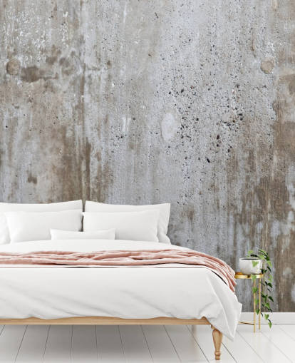 mural de papel pintado gris con efecto hormigón llamado Concrete in Distress para dormitorios y cocinas de Wallsauce