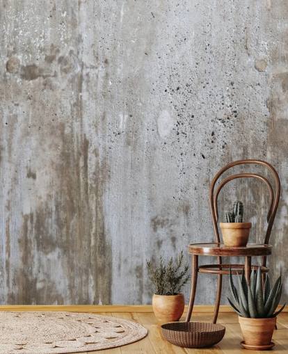 carta da parati murale grigia effetto cemento chiamata Concrete in Distress per camere da letto e cucine di Wallsauce