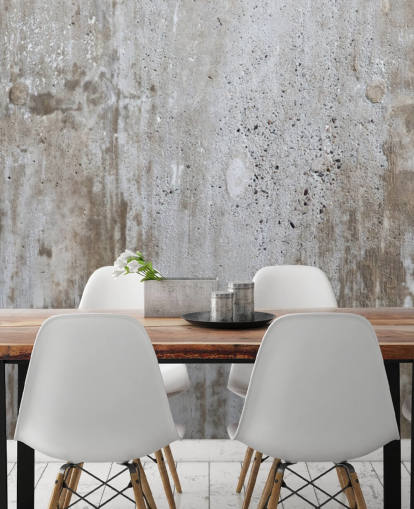 mural de papel de parede com efeito de concreto cinza chamado Concrete in Distress para quartos e cozinhas da Wallsauce