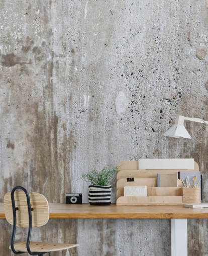 mural de papel pintado gris con efecto hormigón llamado Concrete in Distress para dormitorios y cocinas de Wallsauce