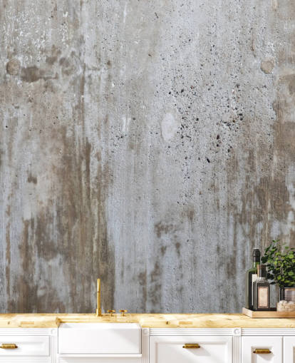 papier peint mural gris effet béton appelé Concrete in Distress pour chambres et cuisines de Wallsauce