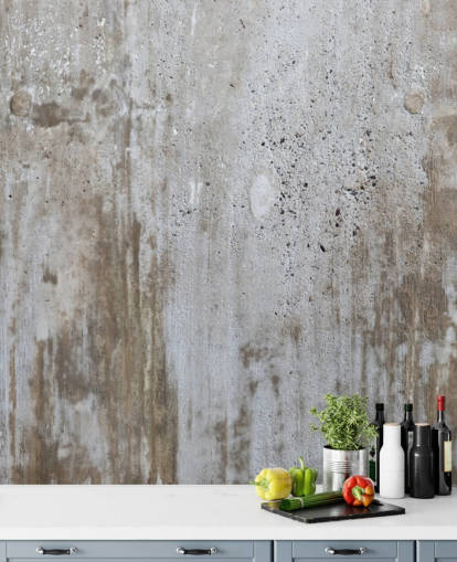 gray concrete effect wallpaper mural called Concrete in Distress for bedrooms and kitchens from Wallsauce