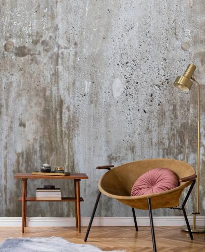 grey concrete effect wallpaper mural called Concrete in Distress for bedrooms and kitchens from Wallsauce