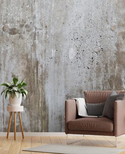 mural de papel pintado gris con efecto hormigón llamado Concrete in Distress para dormitorios y cocinas de Wallsauce