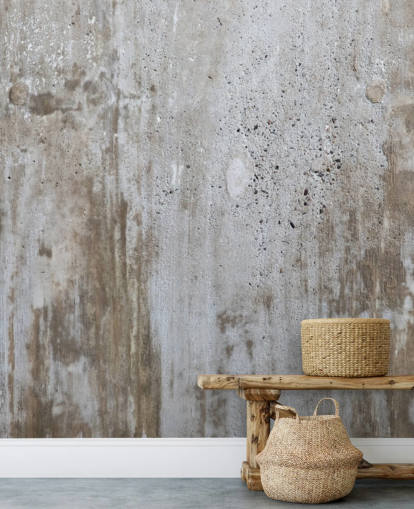gray concrete effect wallpaper mural called Concrete in Distress for bedrooms and kitchens from Wallsauce