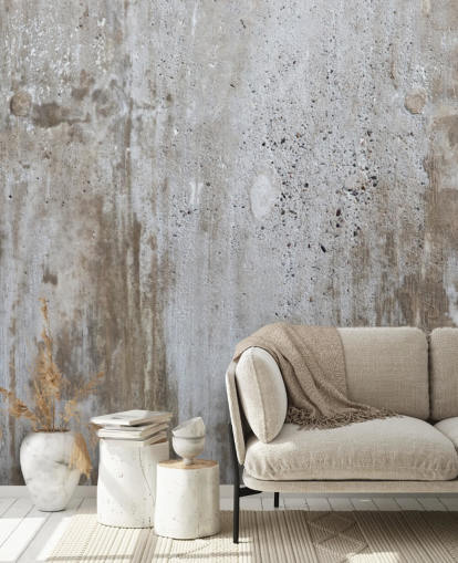 Graues Tapeten-Wandbild in Betonoptik mit dem Titel Concrete in Distress für Schlafzimmer und Küchen aus Wallsauce