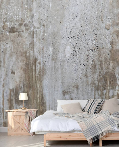 gray concrete effect wallpaper mural called Concrete in Distress for bedrooms and kitchens from Wallsauce