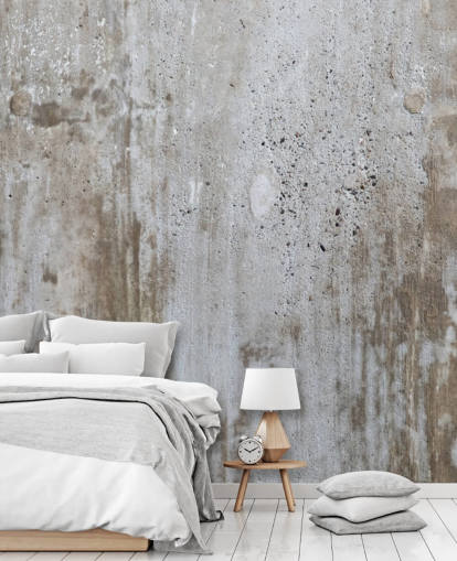 gray concrete effect wallpaper mural called Concrete in Distress for bedrooms and kitchens from Wallsauce