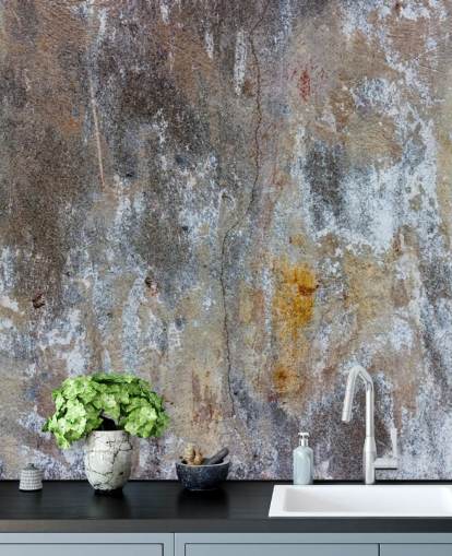 grå betoneffekt tapetmaleri kaldet Textures of Colour til soveværelser og køkkener på Wallsauce