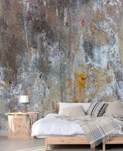 grå betoneffekt tapetmaleri kaldet Textures of Colour til soveværelser og køkkener på Wallsauce