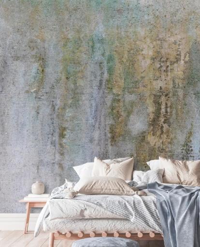 carta da parati murale in cemento grigio e oro chiamato Concrete Patina at Wallsauce per uffici e camere da letto