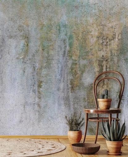 harmaa ja kultainen betonitapetti seinämaalaus nimeltä Concrete Patina Wallsaucessa toimistoihin ja makuuhuoneisiin