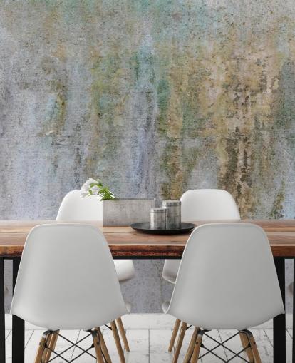 mural de papel pintado de hormigón gris y dorado llamado Concrete Patina en Wallsauce para oficinas y dormitorios