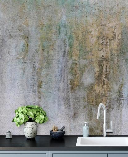 grey and gold concrete wallpaper mural called Concrete Patina at Wallsauce for offices and bedrooms