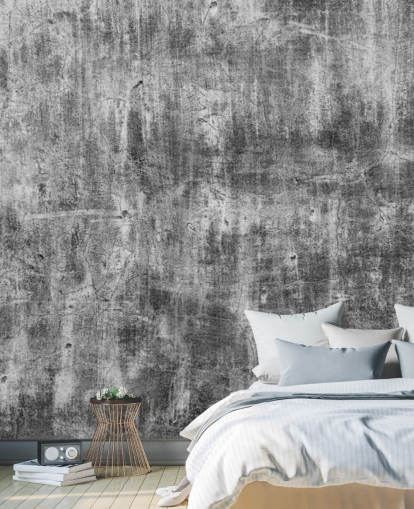 black and white concrete effect wallpaper called Black and White Industry for bedrooms and kitchens