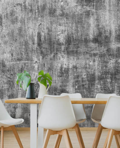 black and white concrete effect wallpaper called Black and White Industry for bedrooms and kitchens