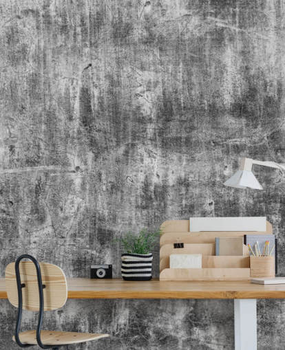 black and white concrete effect wallpaper called Black and White Industry for bedrooms and kitchens