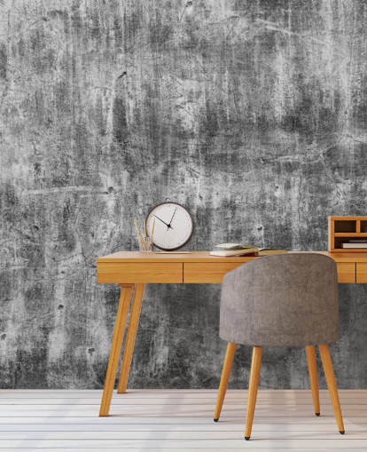 black and white concrete effect wallpaper called Black and White Industry for bedrooms and kitchens