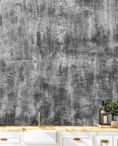 papel de parede de efeito concreto preto e branco chamado Black and White Industry para quartos e cozinhas