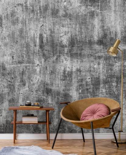 black and white concrete effect wallpaper called Black and White Industry for bedrooms and kitchens