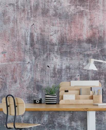 mural de papel pintado industrial gris y rosa llamado Grey and Pink Concrete Effect para dormitorios y cocinas