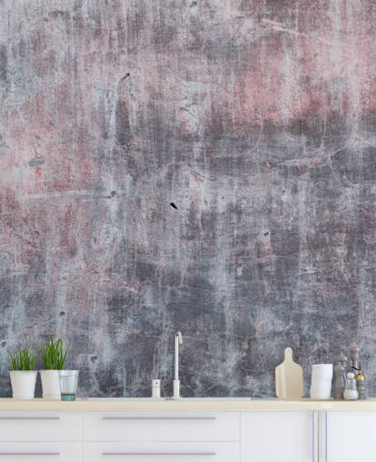 mural de papel pintado industrial gris y rosa llamado Grey and Pink Concrete Effect para dormitorios y cocinas