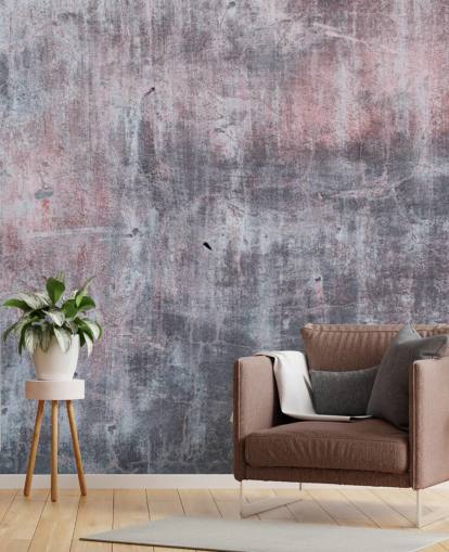 mural de papel pintado industrial gris y rosa llamado Grey and Pink Concrete Effect para dormitorios y cocinas