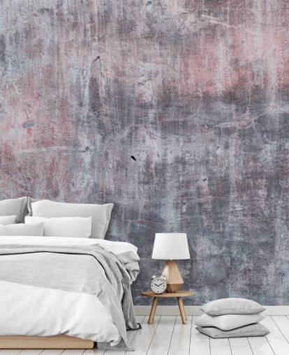mural de papel pintado industrial gris y rosa llamado Grey and Pink Concrete Effect para dormitorios y cocinas