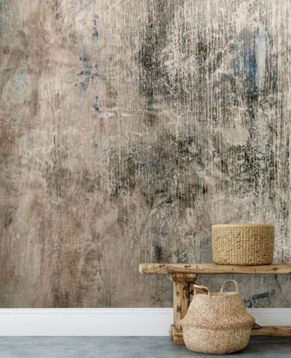 naturlig betongeffekt tapetväggmålning kallad Vintage Look av Wallsauce för sovrum och kök