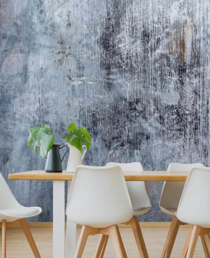 blue concrete effect wallpaper mural for kitchens and living rooms by Wallsauce