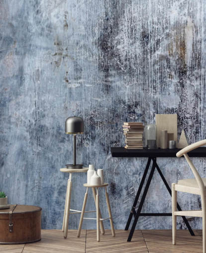 carta da parati murale blu effetto cemento per cucine e salotti del marchio Wallsauce