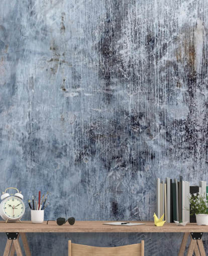 papier peint mural effet béton bleu pour cuisines et salons par Wallsauce