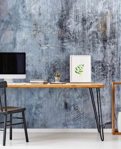 carta da parati murale blu effetto cemento per cucine e salotti del marchio Wallsauce