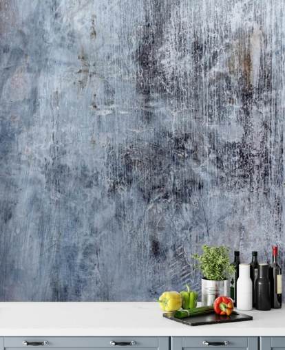 papier peint mural effet béton bleu pour cuisines et salons par Wallsauce