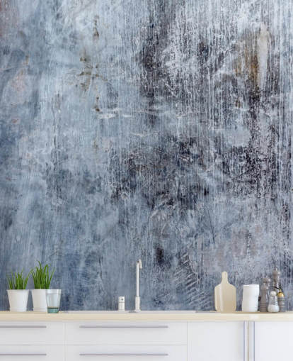 carta da parati murale blu effetto cemento per cucine e salotti del marchio Wallsauce