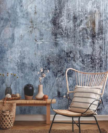 mural de papel de parede com efeito de concreto azul para cozinhas e salas de estar de Wallsauce mural de papel de parede com efeito de concreto azul para cozinhas e salas de estar de Wallsauce