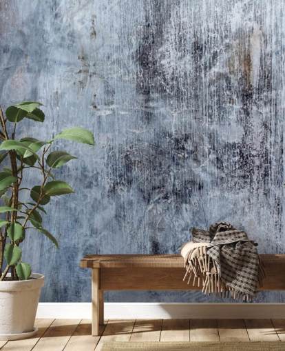 blue concrete effect wallpaper mural for kitchens and living rooms by Wallsauce