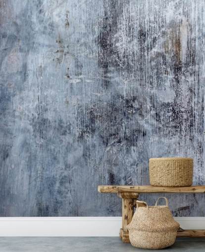 blue concrete effect wallpaper mural for kitchens and living rooms by Wallsauce