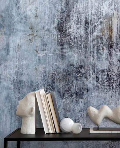 papier peint mural effet béton bleu pour cuisines et salons par Wallsauce papier peint mural effet béton bleu pour cuisines et salons par Wallsauce