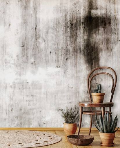 mural de papel pintado industrial gris y negro llamado One Place Black para cocinas y dormitorios modernos de Wallsauce
