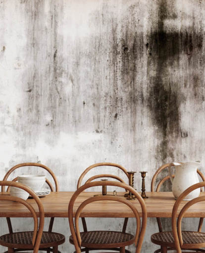 gray and black industrial wallpaper mural called One Place Black for modern kitchens and bedrooms by Wallsauce