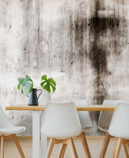 grå och svart industriell tapetväggmålning kallad One Place Black för moderna kök och sovrum av Wallsauce