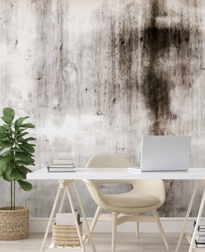 mural de papel pintado industrial gris y negro llamado One Place Black para cocinas y dormitorios modernos de Wallsauce