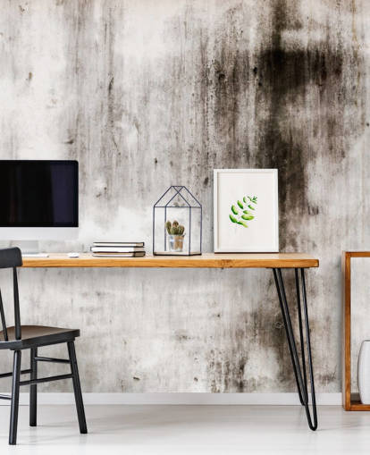 gray and black industrial wallpaper mural called One Place Black for modern kitchens and bedrooms by Wallsauce