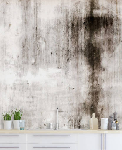 gray and black industrial wallpaper mural called One Place Black for modern kitchens and bedrooms by Wallsauce gray and black industrial wallpaper mural called One Place Black for modern kitchens and bedrooms by Wallsauce